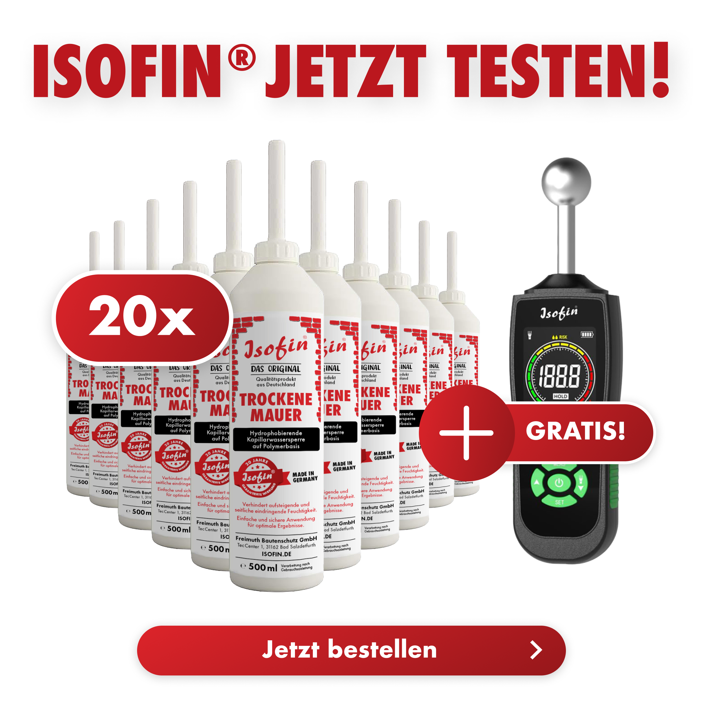 Coffret d'essai ISOFIN® : 20 bouteilles + hygromètre GRATUIT