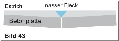 Riss in der Beton-Bodenplatte als vierte und seltenste Ursache: nasser Fleck im Estrich über dem Riss