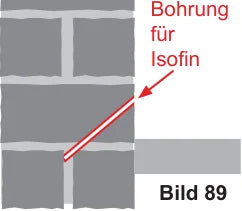 Bohrung für Isofin in großformatigem Naturstein: Neigung so wählen, dass die Mörtelfuge getroffen wird